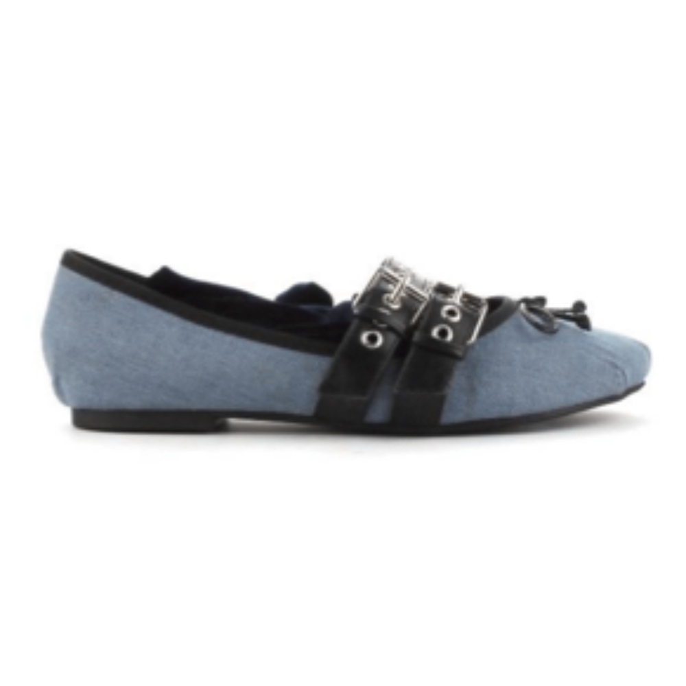 Wrap Around Flats - Denim - Picture 2 of 4